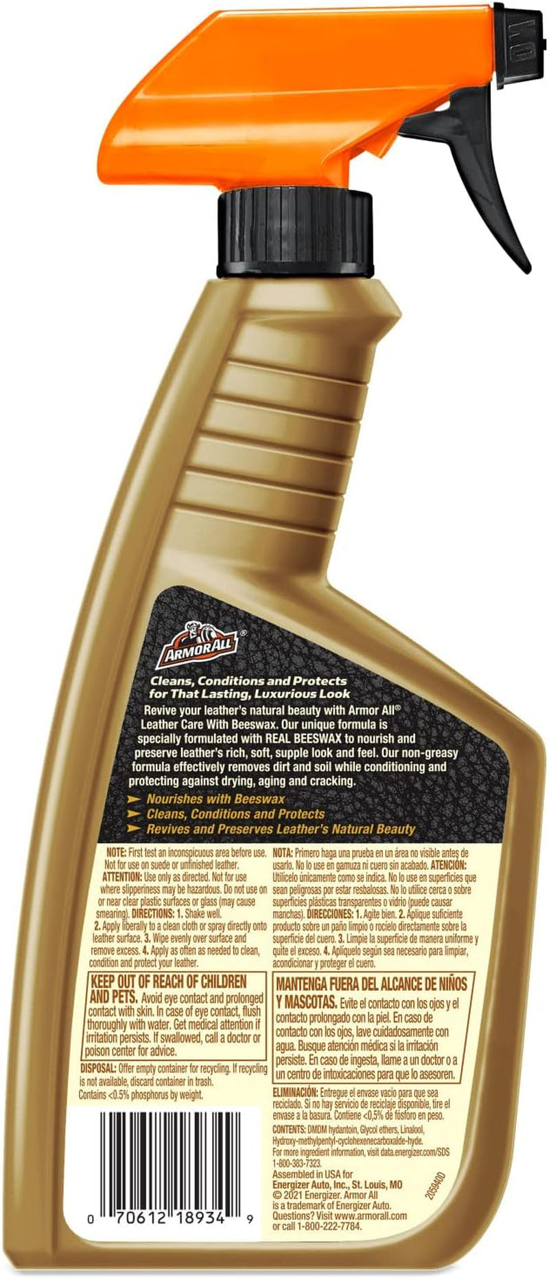 Car Leather Cleaner Spray, Beeswax Leather Care Spray for Cars, Trucks, Motorcycles, 16 Oz Each