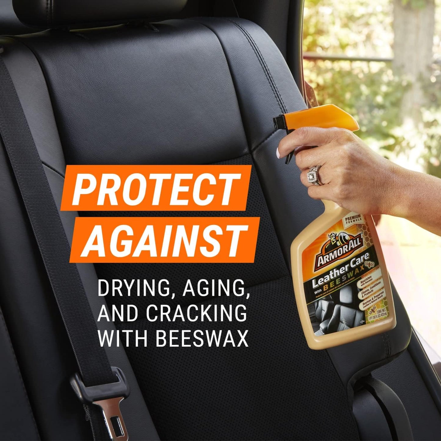 Car Leather Cleaner Spray, Beeswax Leather Care Spray for Cars, Trucks, Motorcycles, 16 Oz Each