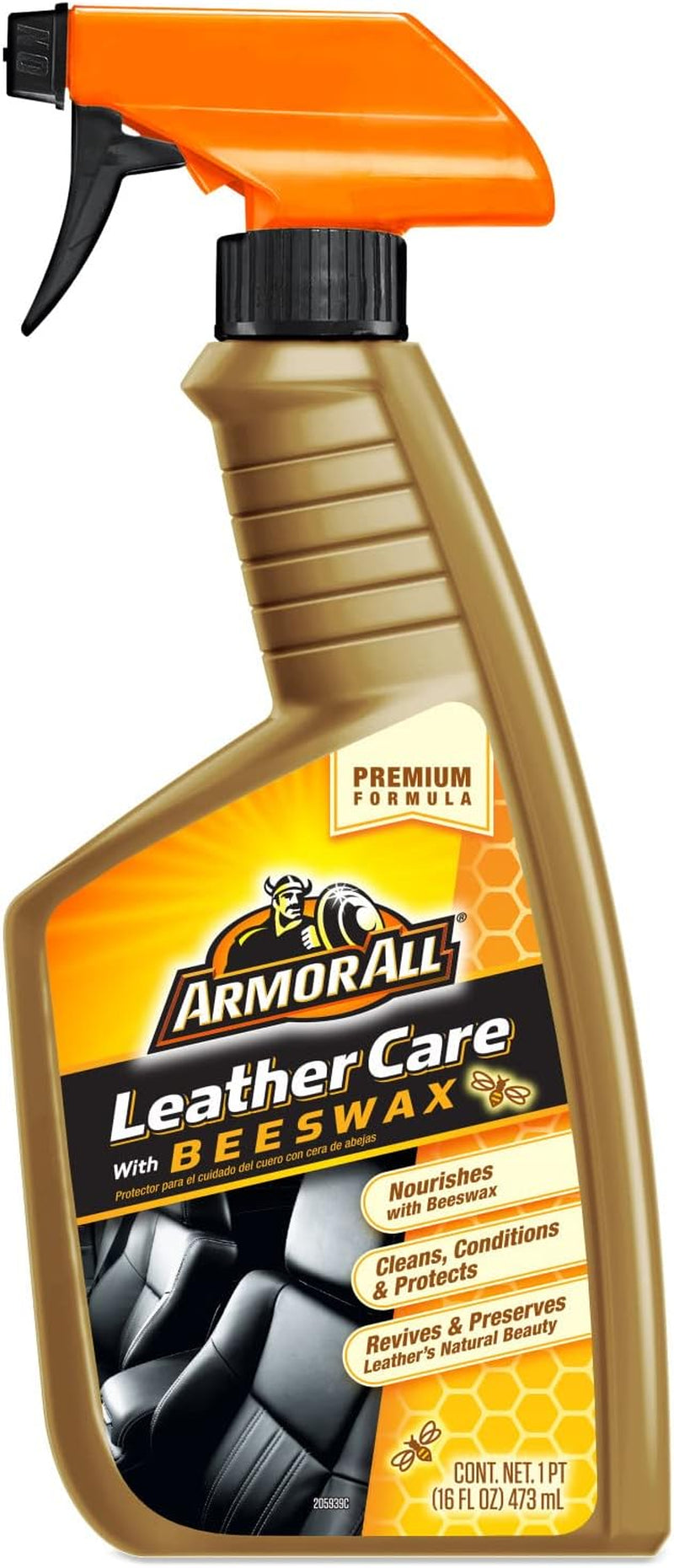 Car Leather Cleaner Spray, Beeswax Leather Care Spray for Cars, Trucks, Motorcycles, 16 Oz Each
