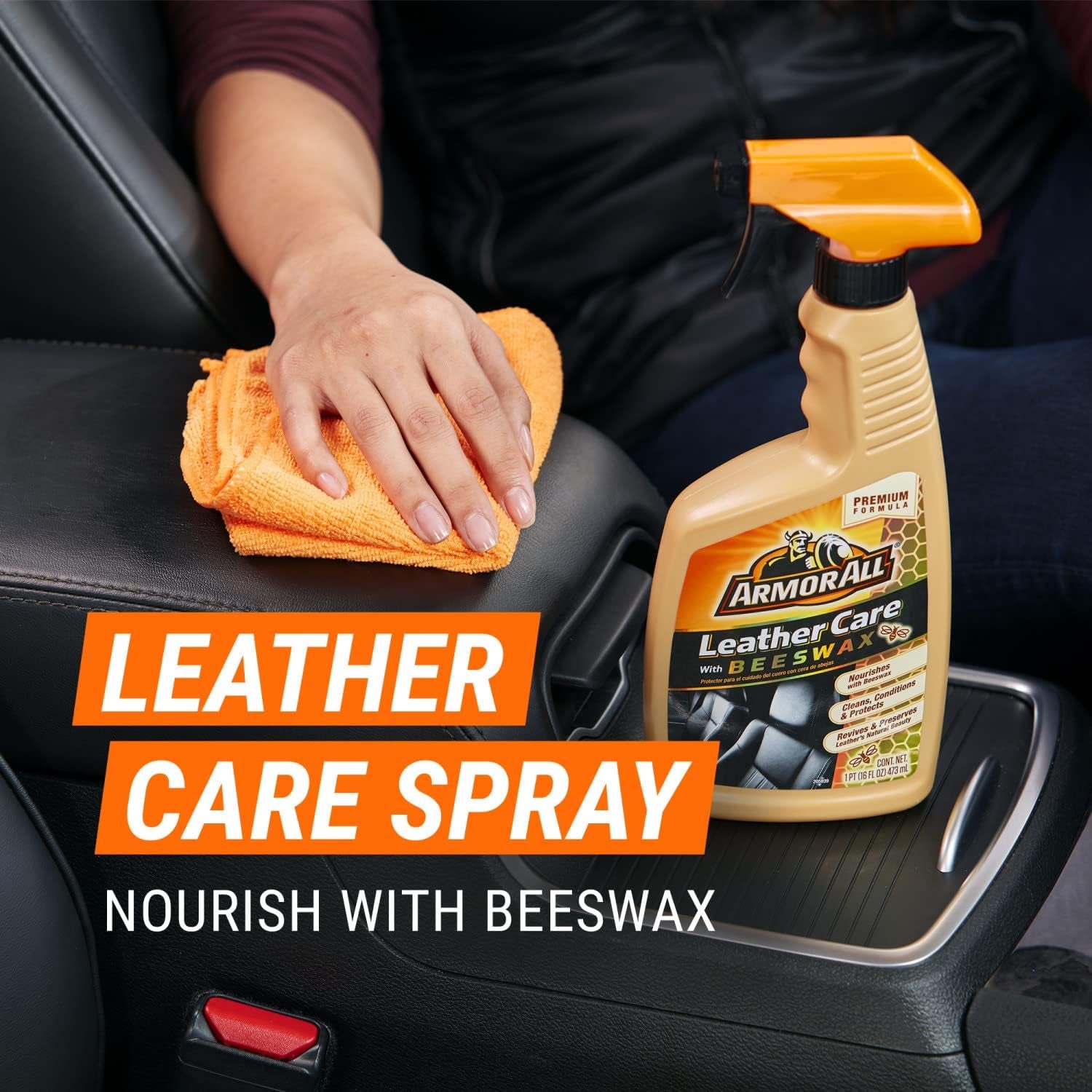Car Leather Cleaner Spray, Beeswax Leather Care Spray for Cars, Trucks, Motorcycles, 16 Oz Each